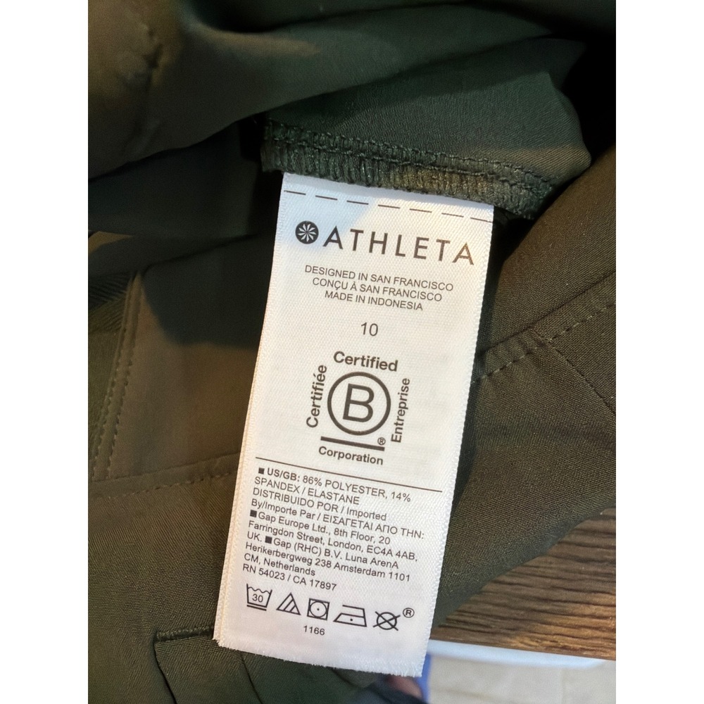 Athleta Green Solid Polyester Brooklyn Womens Wide Leg Pants 10 - Picture 7 of 10